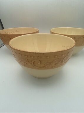 Pier 1 Gemma Baroque Honey Coupe Cereal Soup Bowl Set Of 3 Italy